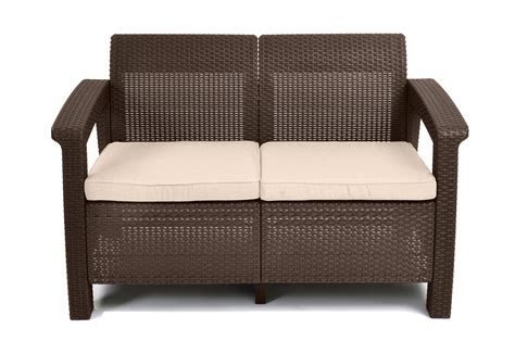 Keter Corfu Love Seat All Weather Outdoor Patio Furniture W Cushions