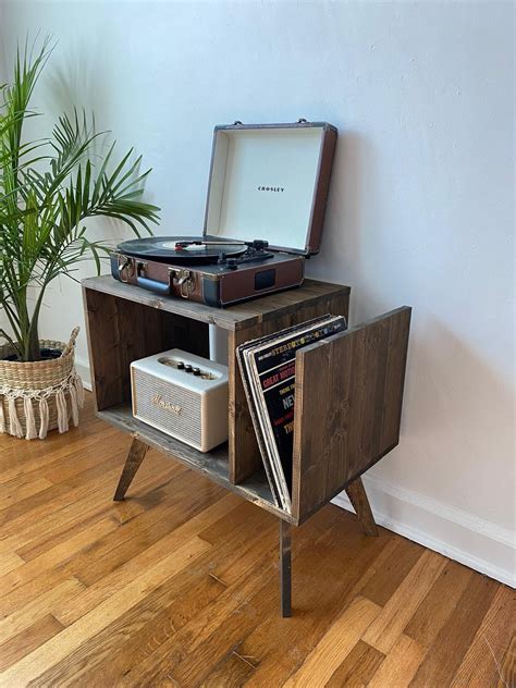 Vinyl Record Player Stand Storage Turntable Stand Cabinet Table Usb