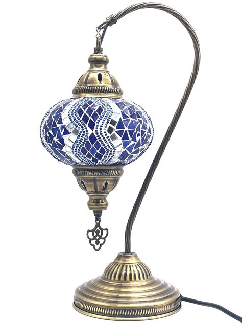 LARGE GLOBE Stunning Handmade Swan Neck Turkish Moroccan Mosaic Lamp