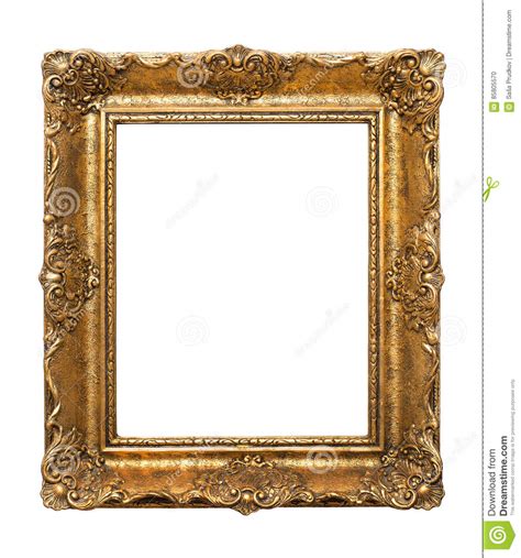 Wooden Antique Frame For Paintings Isolated On White Background Stock