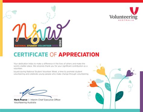 Online Certificate Of Appreciation Nsvw20 Volunteering Australia