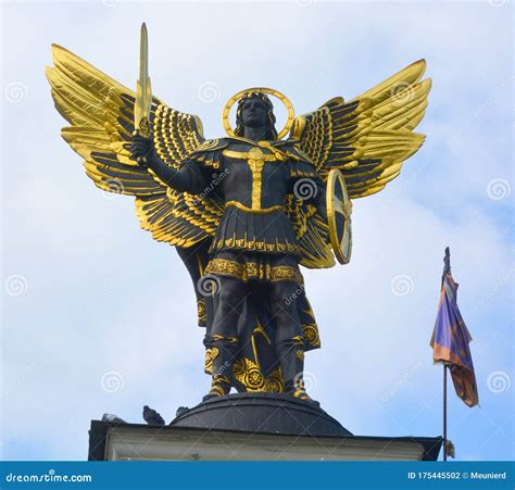 Gold Plated Bronze Statue Of Archangel Michael Saint Patron Of Kiev