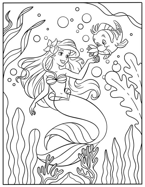 Disney Ariel Coloring Pages Free Tracing By Bubakids