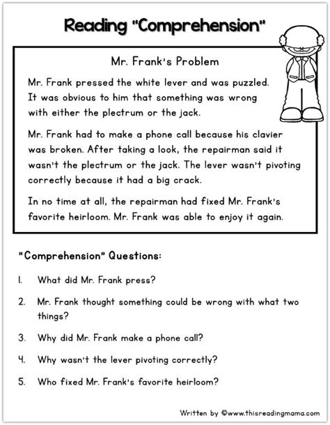 The Worksheet For Reading Comprehension With Answers And Examples To