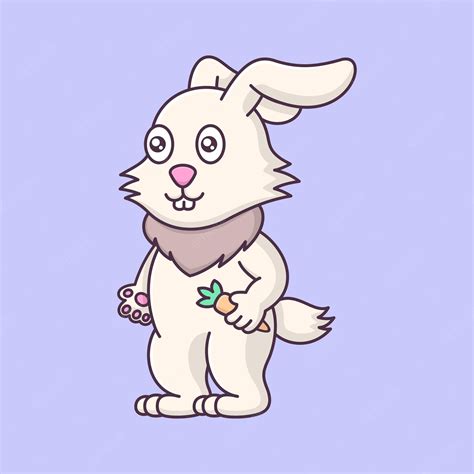 Premium Vector Cute Bunny Holding Carrot Cartoon Animal Vector