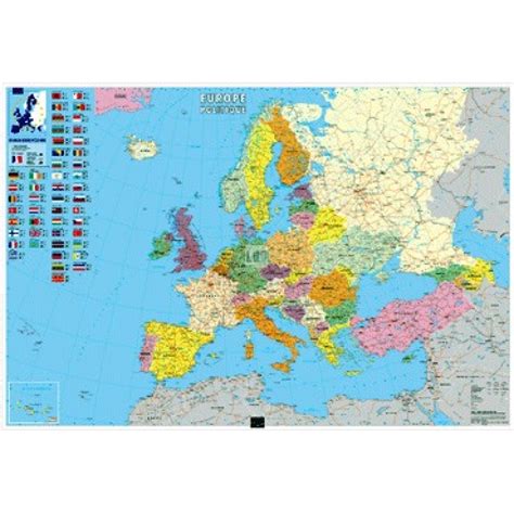 Map Of European Union Laminated Our Products Aux Quatre Points
