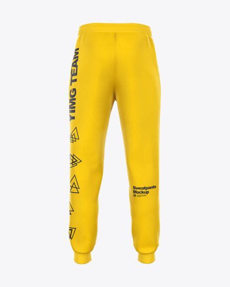Sweatpants With Ribbing Mockup Back View In Apparel Mockups On Yellow