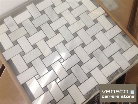 Stunning Basket Weave Tile For Classic Bathroom Design Carrara Venato