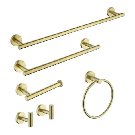 16 in bathroom set with toilet paper holder towel bar towel ring and robe hook in gold ec tb