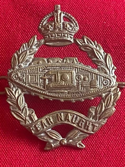 Genuine Ww2 British Military Cap Badge The Royal Tank Corps Fear