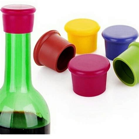 5 Pcs Assorted Colors Silicone Reusable Wine Bottle Capsbeer Sealer