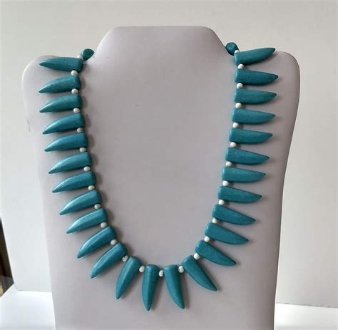 Turquoise Tribal Gemstone Necklace Chunky Beaded Necklace Etsy