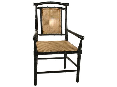 Noir Furniture Colonial Bamboo Hand Rubbed Black Dining Arm Chair
