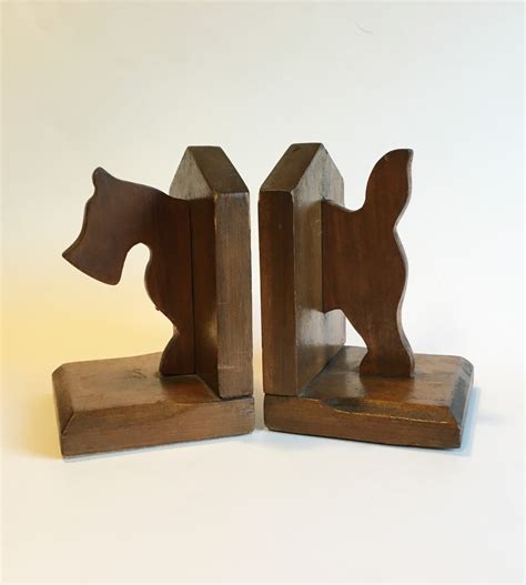 Vintage Scottie Dog Wooden Bookends Pair Of By Thepoetryofnice