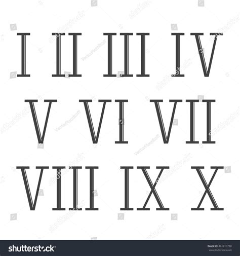 Roman Numerals Set Vector Isolated On White Background. Old Roman