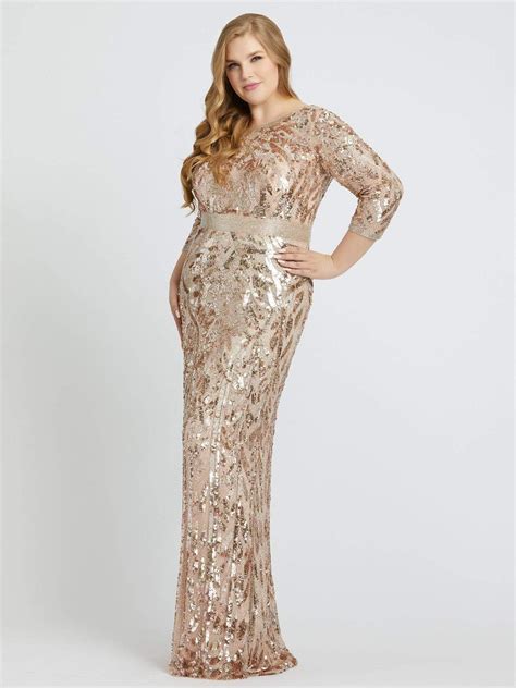 Long Sleeves Sequin Gown Rose Gold14w Rose Gold In 2021 Gold Long