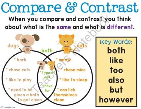 Compare And Contrast Poster Compare And Contrast Anchor Charts