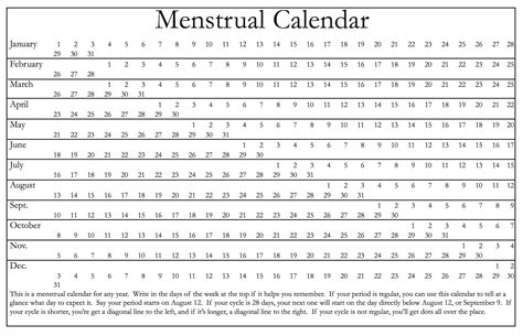 Calendar Printables Menstrual Calendar Menstrual Cycle Calendar