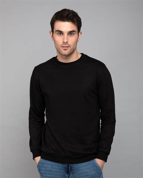 Buy Jet Black Plain Full Sleeve Sweater For Men Online India