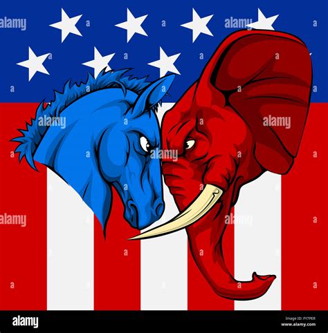 An American Political Concept Of The Party Symbols Of The Democratic