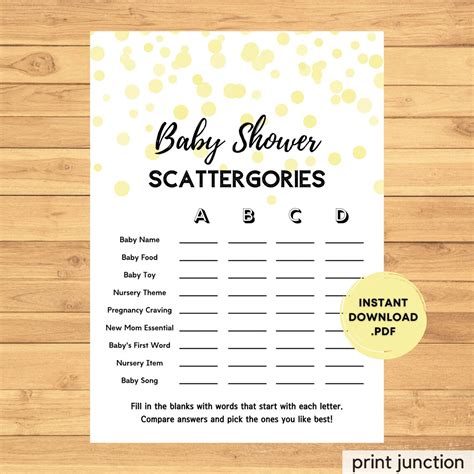 Baby Shower Games 3 Pack Baby Games Yellow Baby Shower Etsy