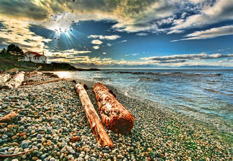 Wallpaper Sunlight Landscape Photoshop Sea City Bay Rock Shore