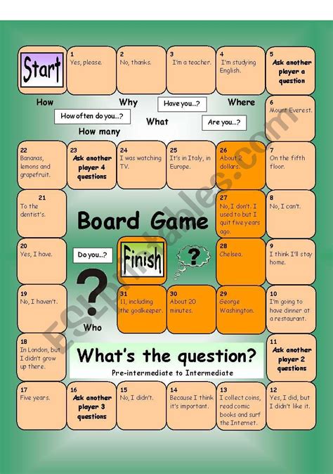 Board Game What´s The Question Medium Esl Worksheet By Philipr In