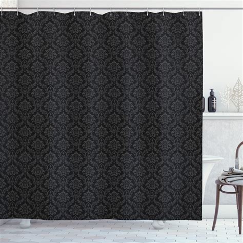 Ambesonne Black And Grey Shower Curtain Damask Pattern Art 69wx84l