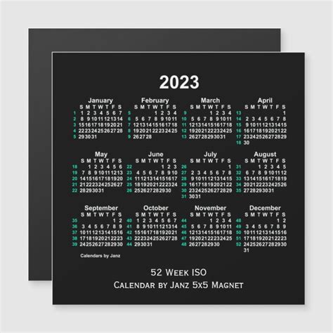 2023 Neon 52 Week Iso Calendar By Janz 5x5 Magnet Zazzle