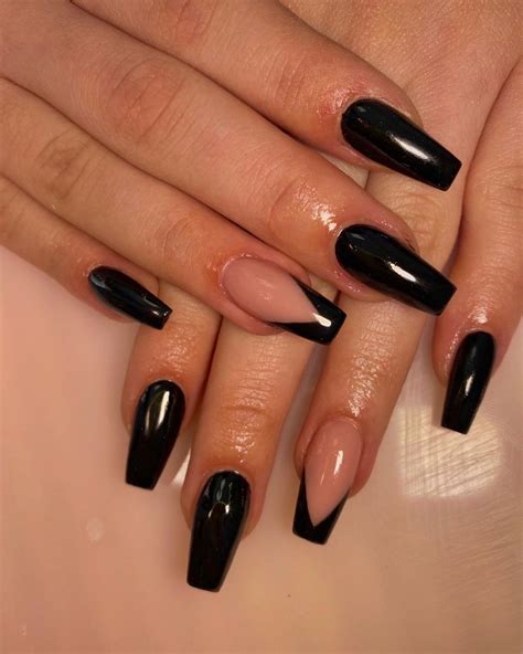 30 Popular Black French Nails You Can Copy In Spring Black Gel Nails