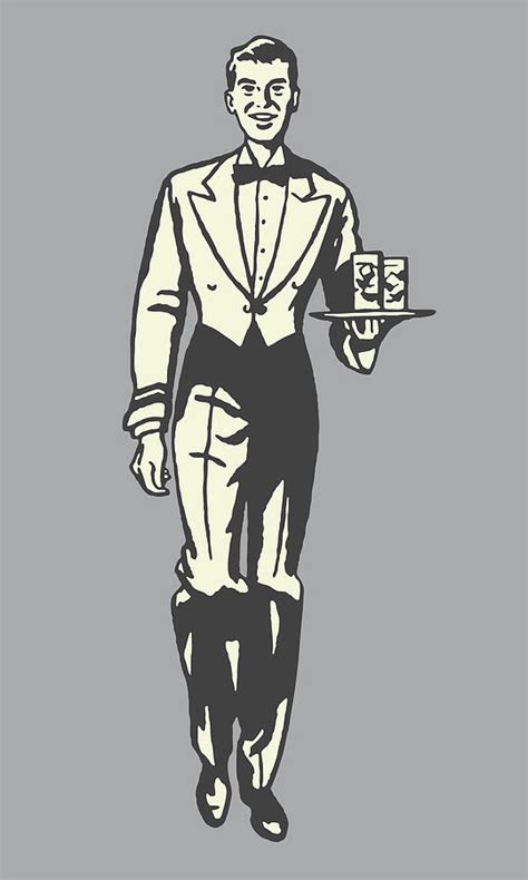 Waiter Carrying Drinks Drawing By Csa Images Fine Art America