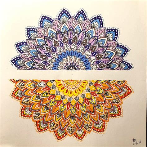 Colorful Half Mandala Design Half Mandala Design Staedtler Fine Tip