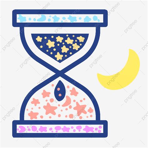 Cartoon Blue Hourglass Illustration Hourglass Clipart Moon Time Png