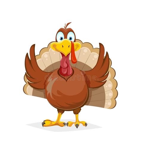 Happy Thanksgiving Cartoon Character Turkey Bird Stock Vector