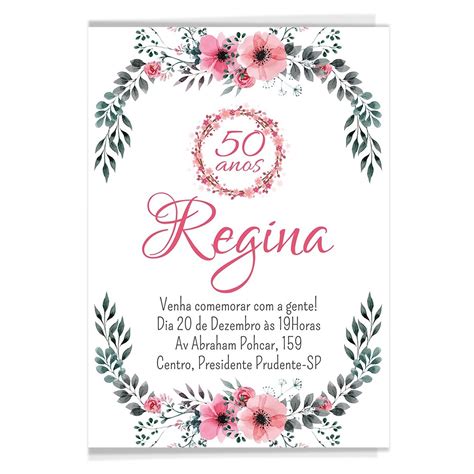 50 Convites Aniversário Adulto Florais Floral R 2199 Em Mercado Livre