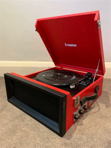 Steepletone Portable Record Player Red Retro Style Srp1r 11 With Radio