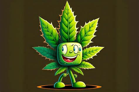 Premium Photo Cannabis Leaf Cartoon Character In Form Of Funny