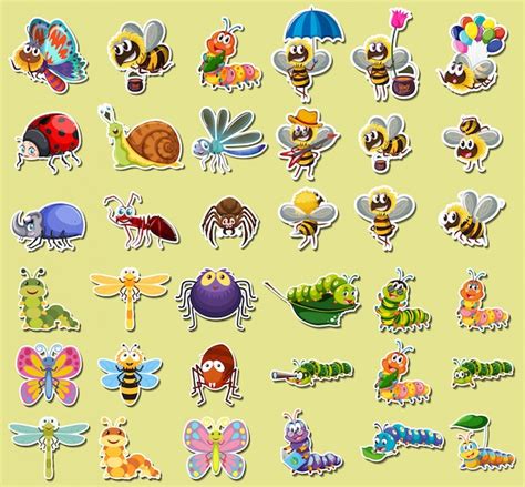 Free Vector Set Of Insect Sticker