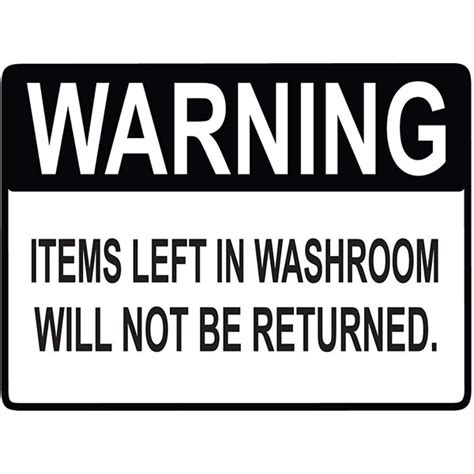 Decor Bar Pub Vintage Look Reproduction 12x12 Warning Items Left In Washroom Will Not Be