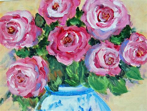 My Painted Garden Painting Pink Roses