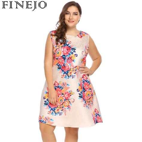 Aliexpress Com Buy Finejo Women Plus Size Party Sleeveless Floral