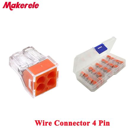 20pcs Quick Wire Connector 4pin Cable Terminal Block Connector Push Wire Conectores Mkvse 104