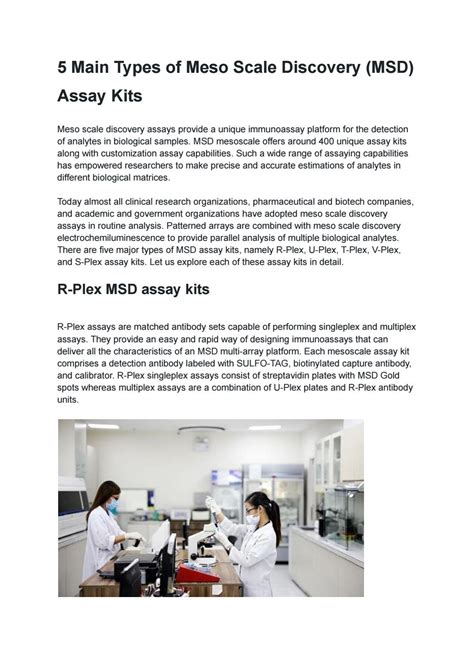 5 Main Types Of Meso Scale Discovery Msd Assay Kits By Mariabrownema