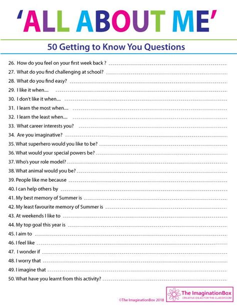 Getting To Know You Worksheet For Adults