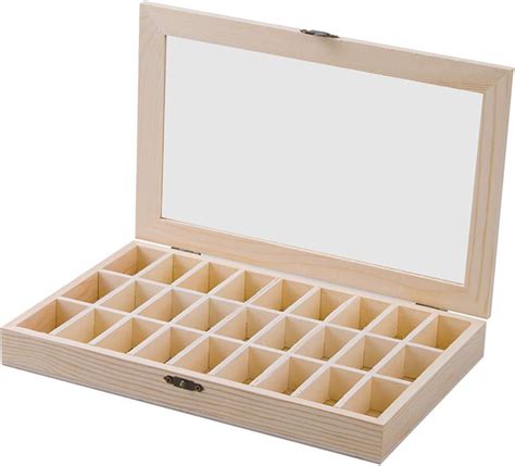Specimen Box Solid Wood With 27 Compartments Collection Mineral Rock