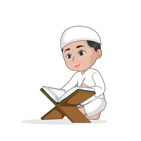 Gambar Anak Muslim Membaca Qur An Desain Vektor Agama Karakter Orang