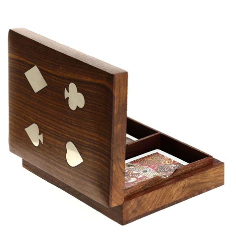 Wooden Box Case Double Playing Cards Set Holder Artisan Crafted Amazon