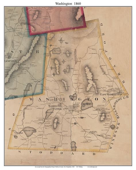 Washington New Hampshire 1860 Old Town Map Custom Print Sullivan Co