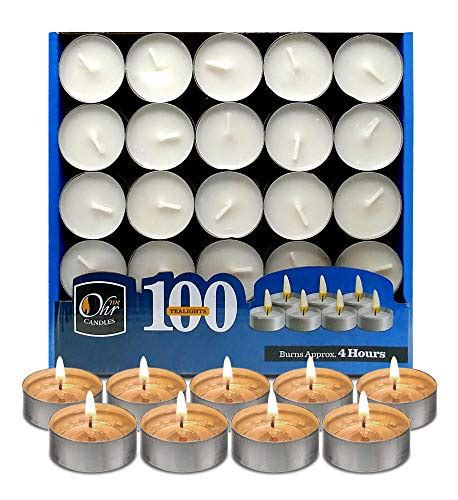 Ohr Tealight Candles 100 Pack Bulk Tea Lights Candles White