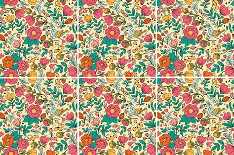 Retro Teal Floral Pattern Ceramic Wall Tile